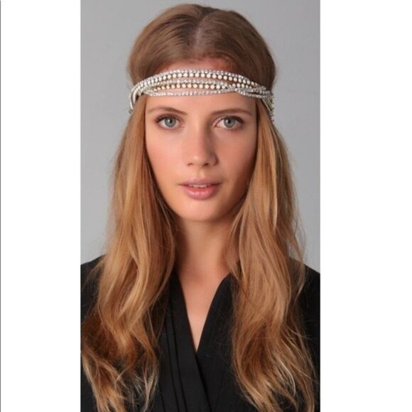 NWT Dauphines New York I Do Silver Crystal Headband Headpiece Bridal Goddess - Picture 1 of 11